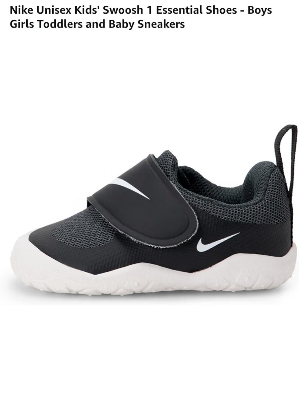 Nike Kids Black and White Swoosh Hook-and-Loop Sneakers